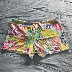 Sundry Green and Pink Bike Shorts Vibrant Pattern Lightweight
